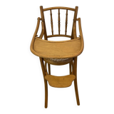 Baby high chair in curved beech