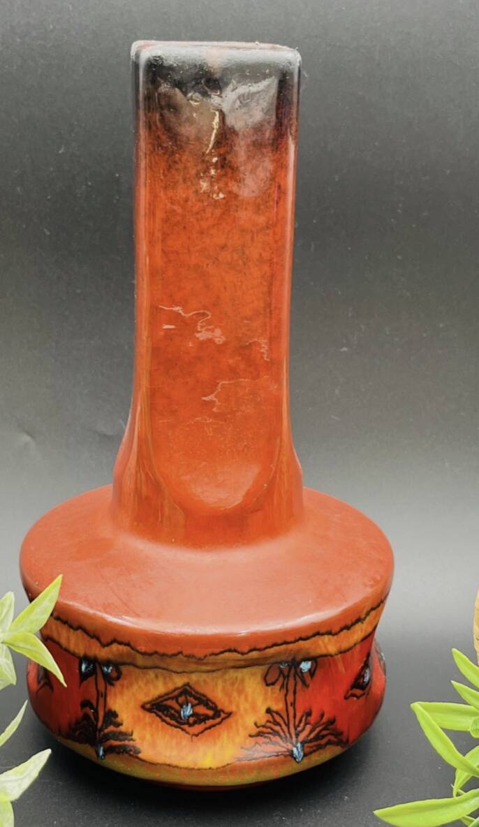 Red Italian ceramic vase by Meloni S. Marino