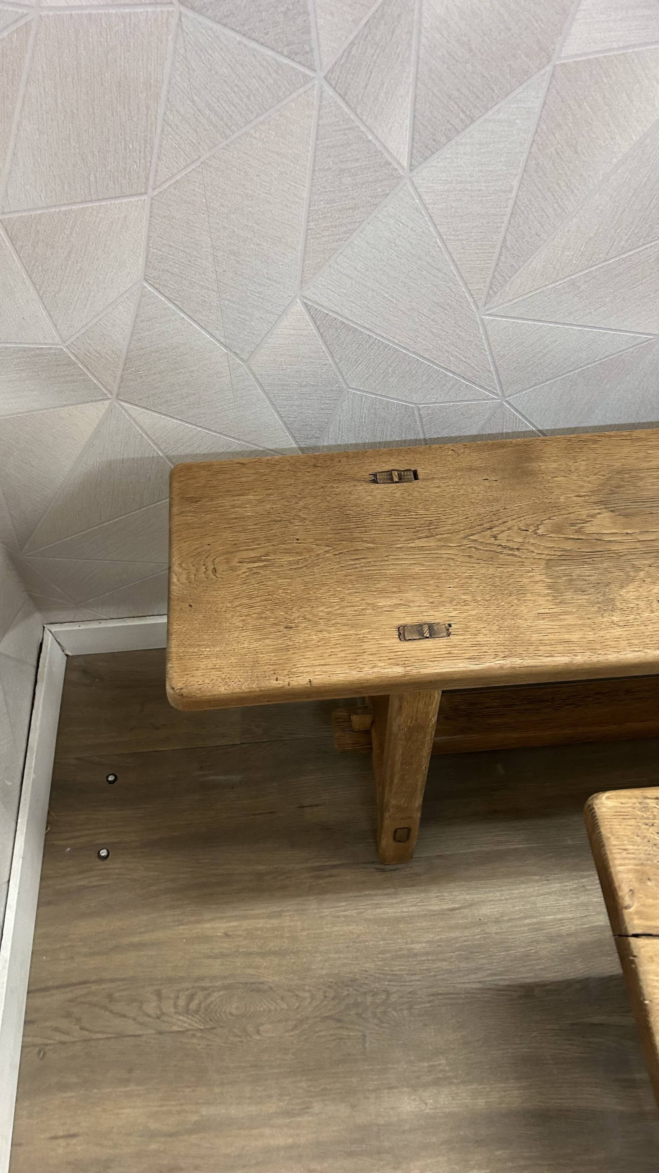 Pair of solid stripped oak farmhouse benches