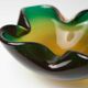 Cendrier Murano des années 60 vert et jaune