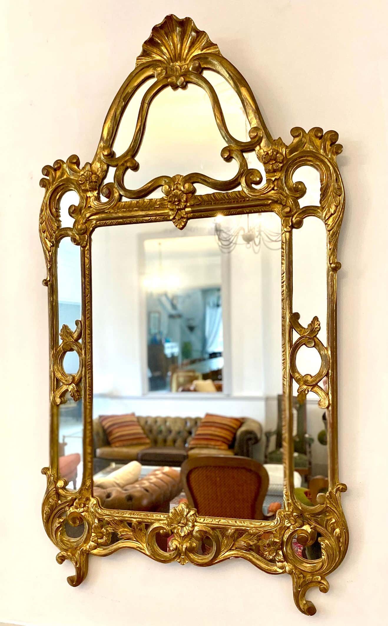 Gilded decorative miror with double frame Louis XIV st., France twentieth century