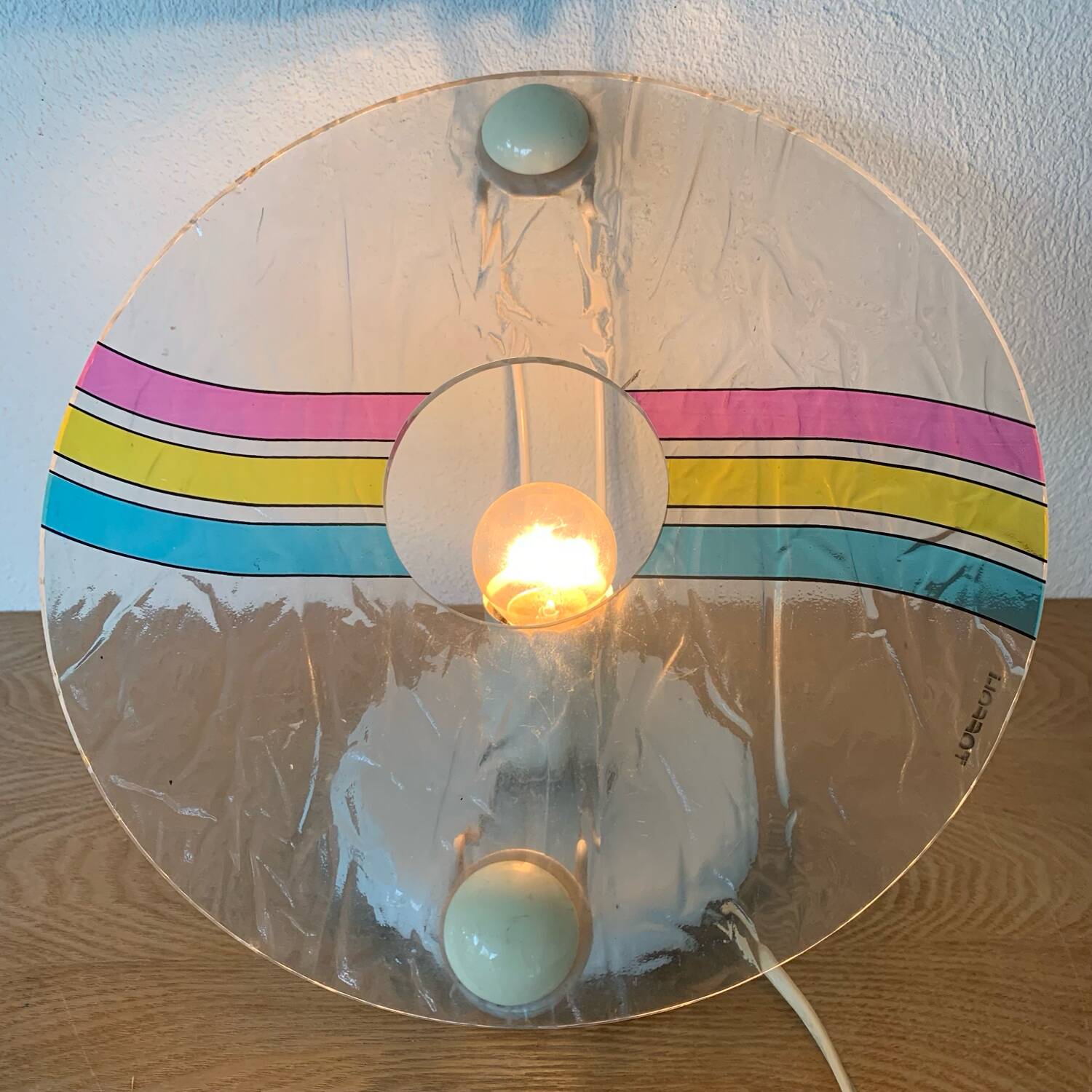 Toffoli Lamp Multicolor Plastic 80´s Disk Shape Pop Italy Disco Series
