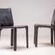 Elephant grey leather Cab Dining dining chair by Mario Bellini for Cassina