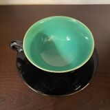 Set of 6 1960s coloured cups st clement faience with their saucers