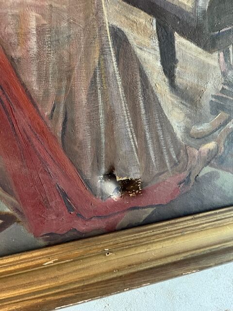 Old painting gilded wood frame