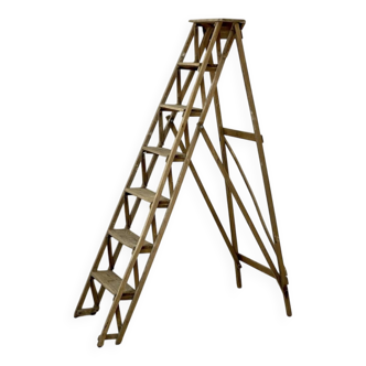 Antique wooden workshop stepladder from the 1950s