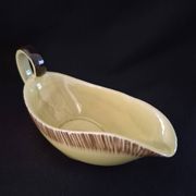 Saucière en faïence de Saint Clément Jaune et marron A083