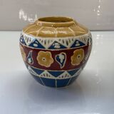 Cache pot ancien en faïence émaillée et cloisonnée
