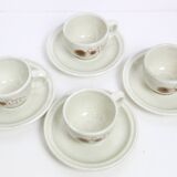 Set of 4 cups and saucers, Sarreguemines, Chardon model, vintage French