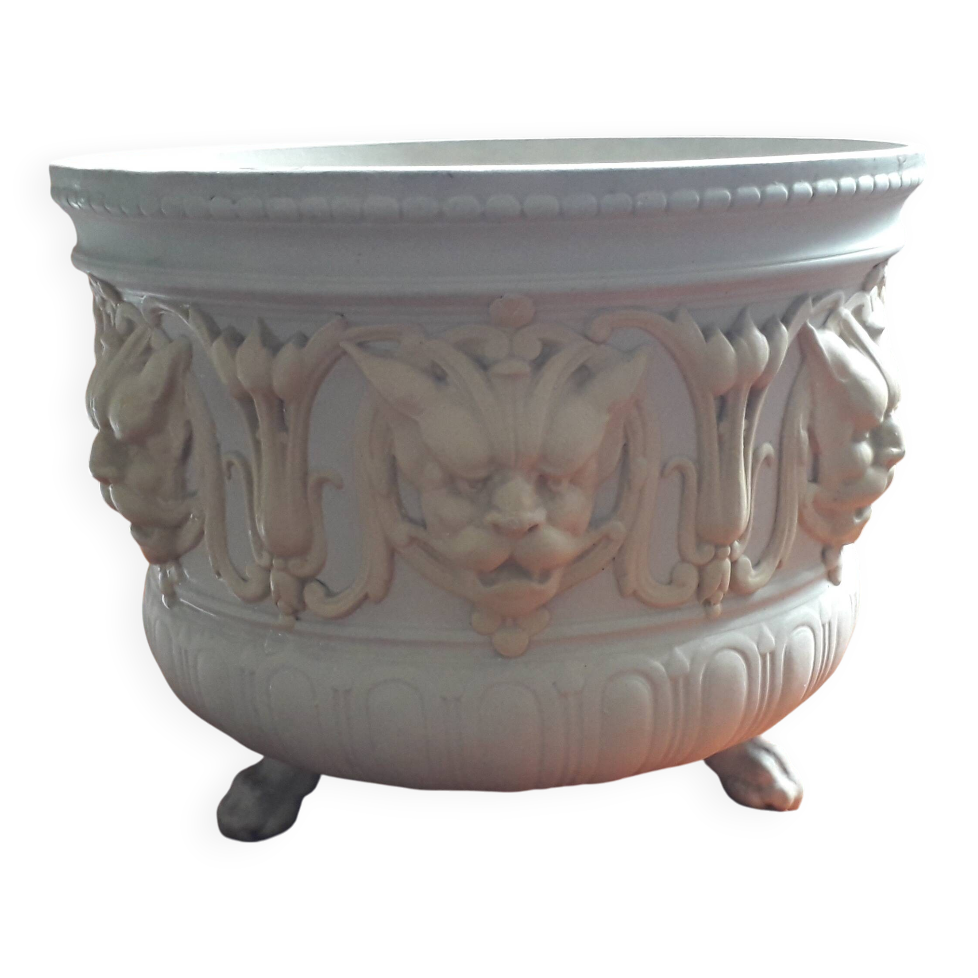 Very rare fine stoneware pot signed Sarreguemines from the end of the 19th century