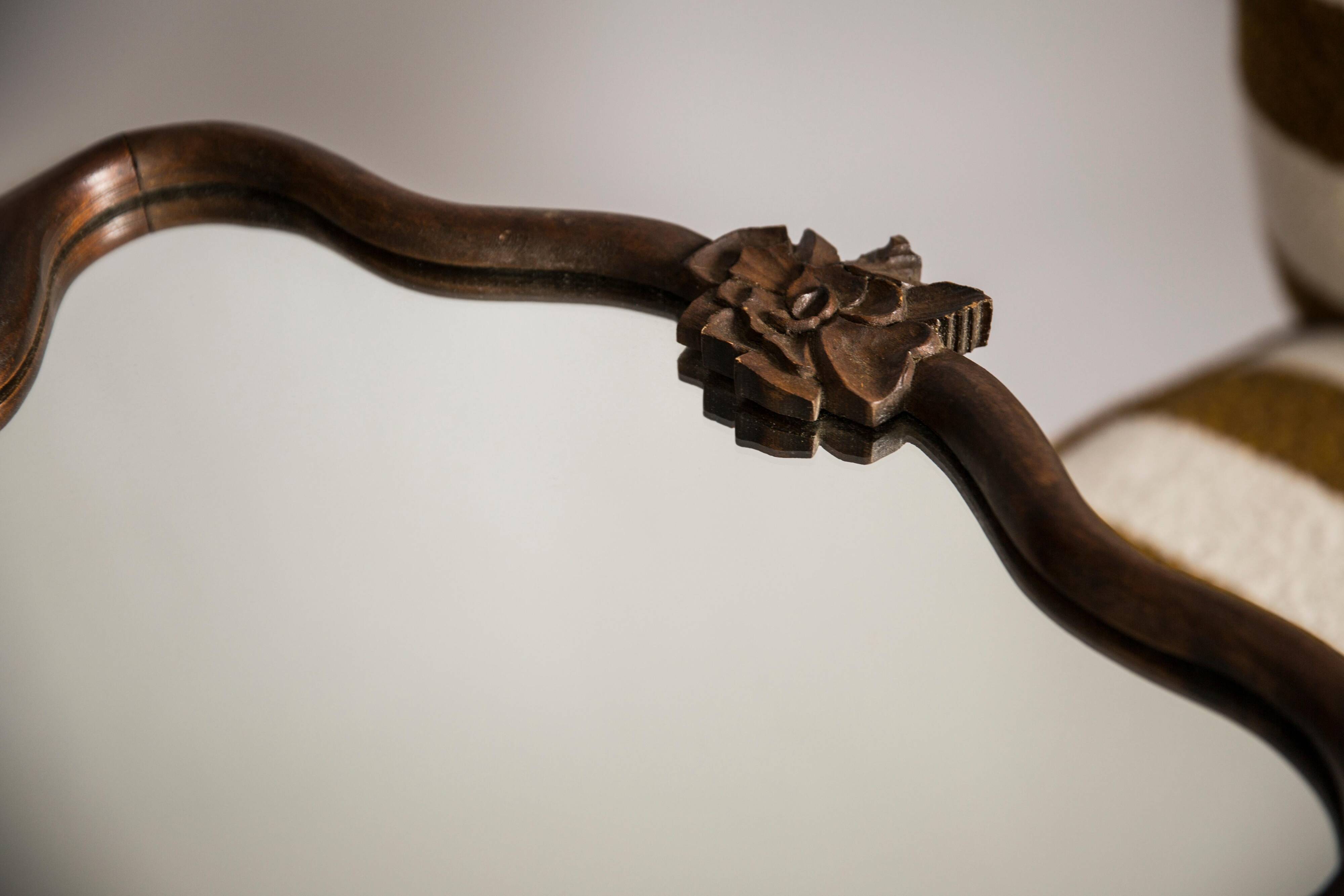 Medium vintage mirror in dark brown wood, Europe, 1960.
