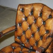 Restored leather captain's Chesterfield chair