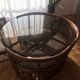 Rattan dining table with chairs (80s)