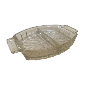 Thick molded glass servant dish