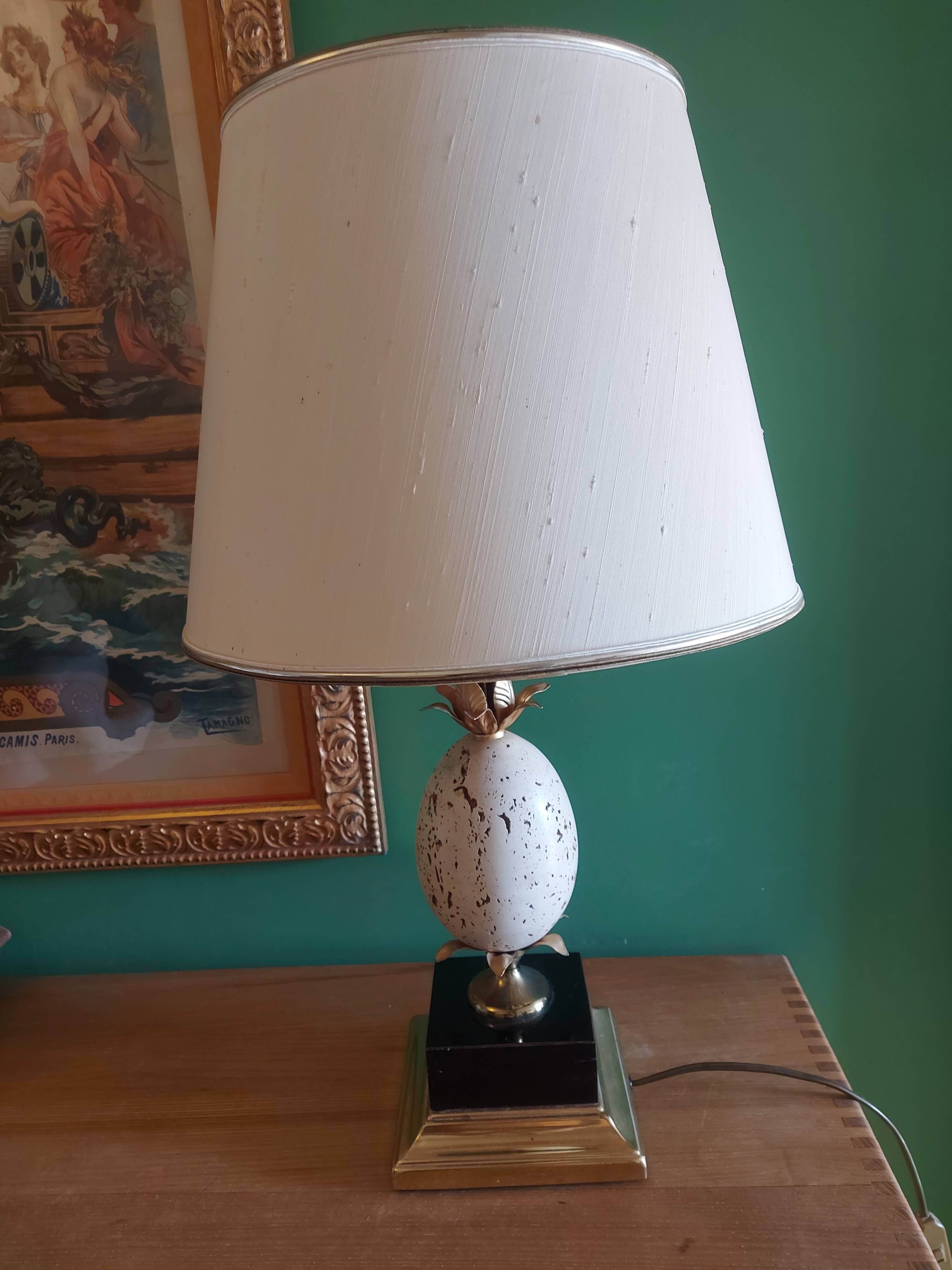 Ostrich egg lamp, Oxford model, Maison Barbier, 70'S