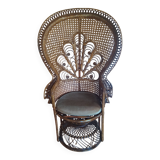 Emmanuelle rattan armchair, Peacock model, 1970