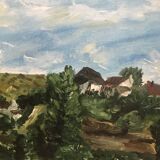 Tableau ancien Pierre Lebourg paysage de l'Allier