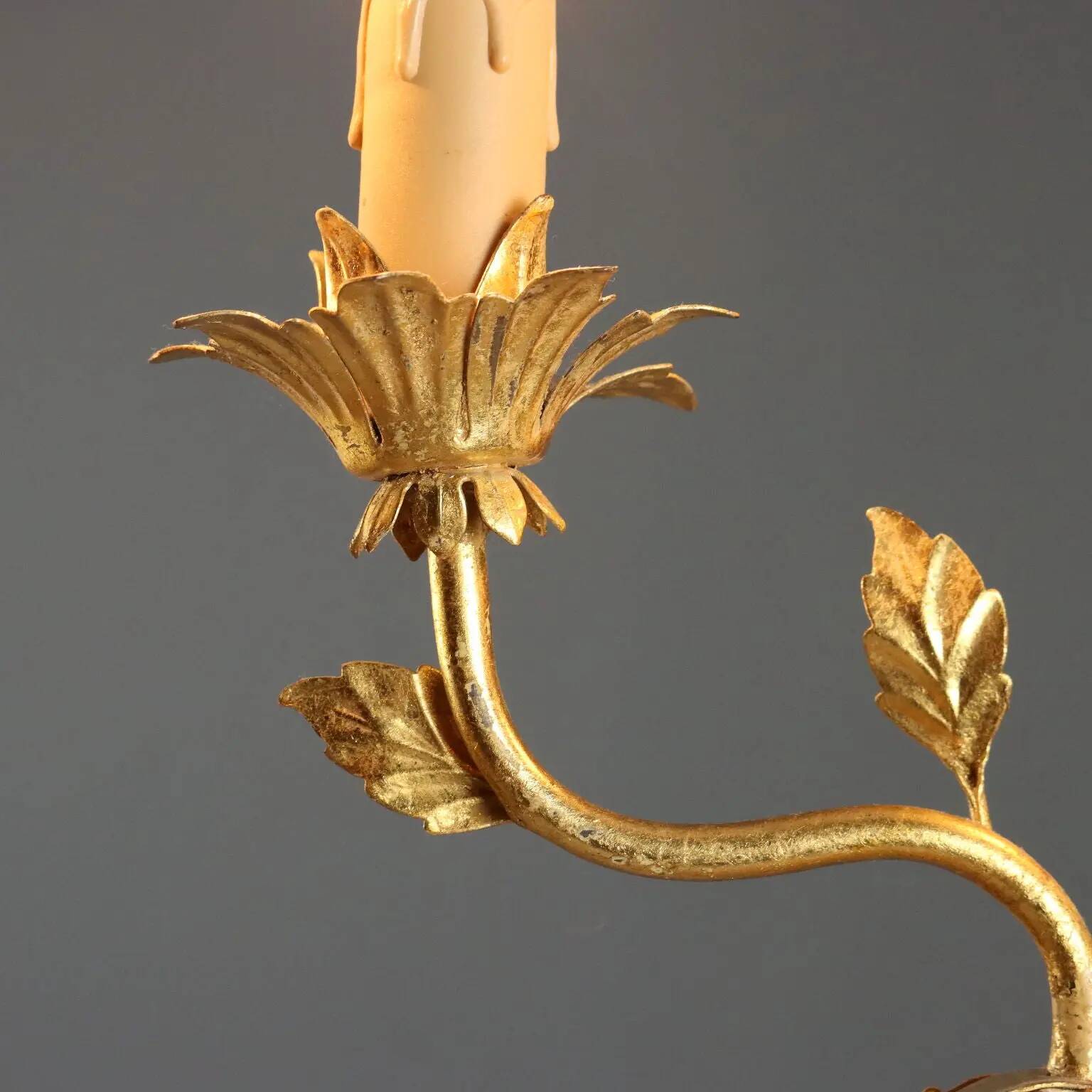 Pair of antique candelabra in carved and gilded wood, Italy, 20th century