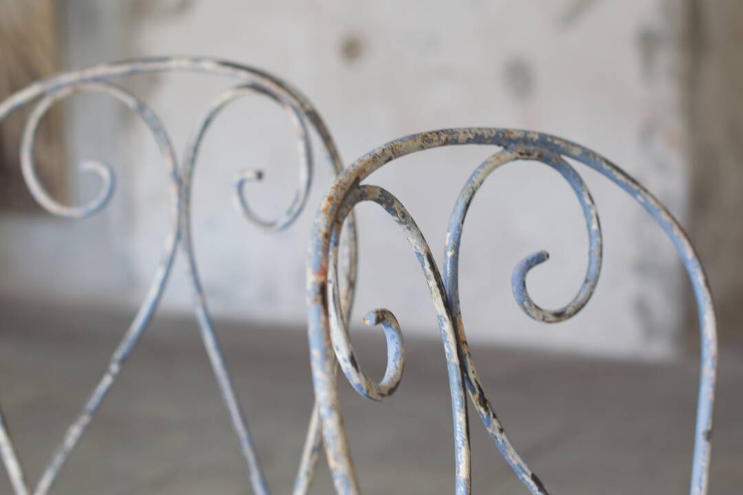 Two iron garden chairs 1950