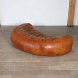 Croissant Sofa in Cognac Leather by Raphael Raffel for Honore Paris, 1970s