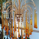 Orange water drop chandelier 70s