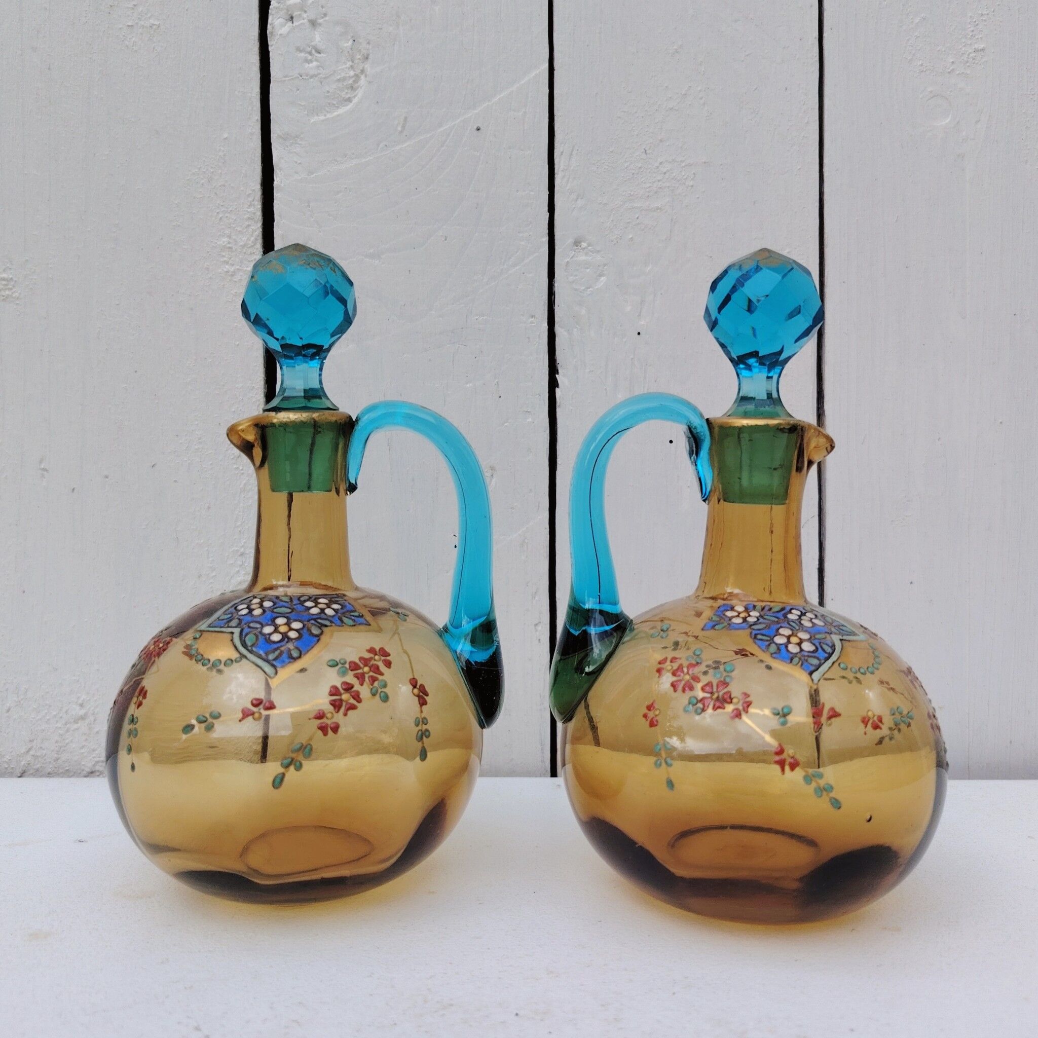 Pair of glass carafes, Georges Sand, vintage