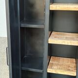 Black metal cabinet 2 doors and shelves