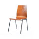 Bended teak plywood stacking chairs on metal construction, Germany, 1960s