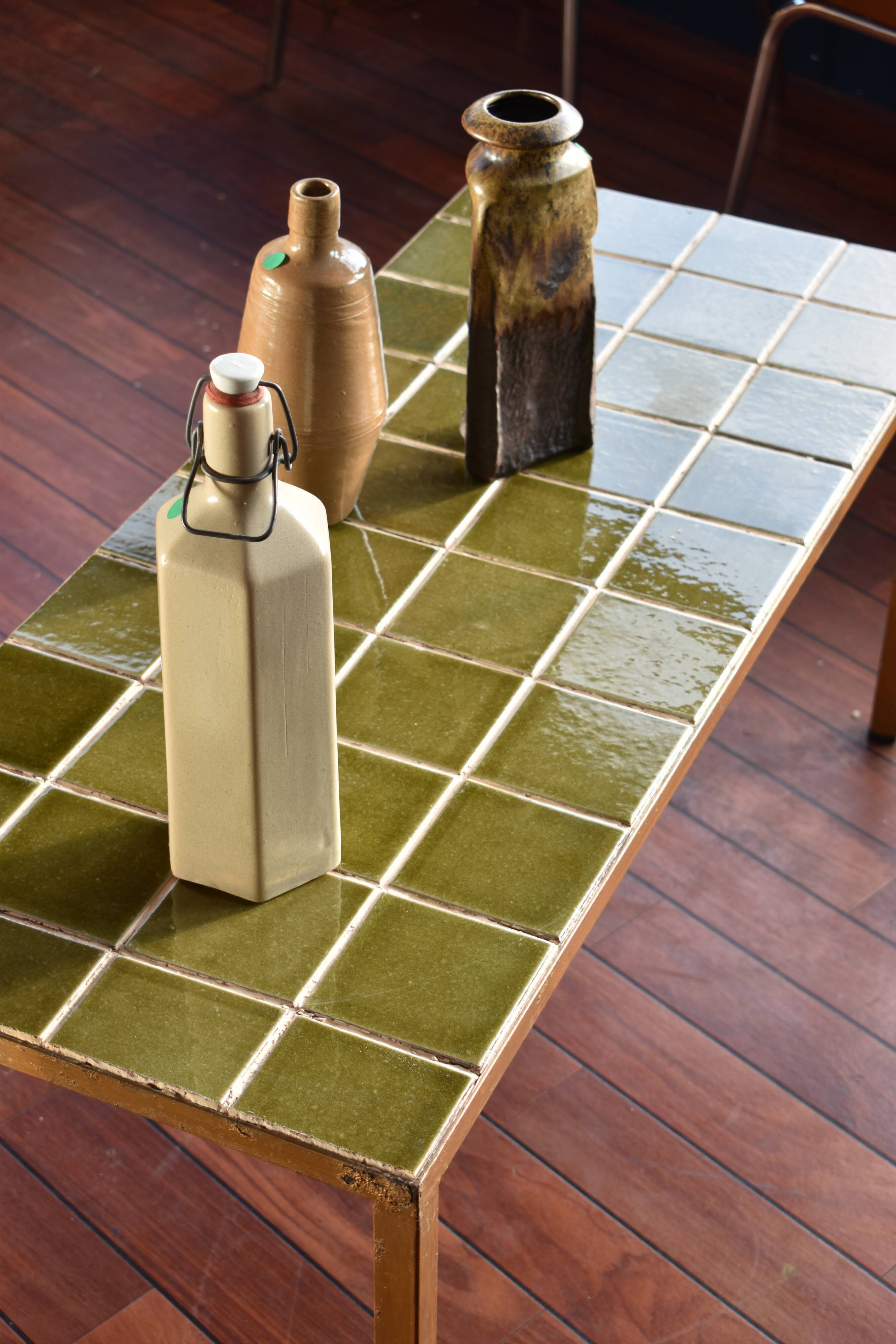 Vintage coffee table green tiles