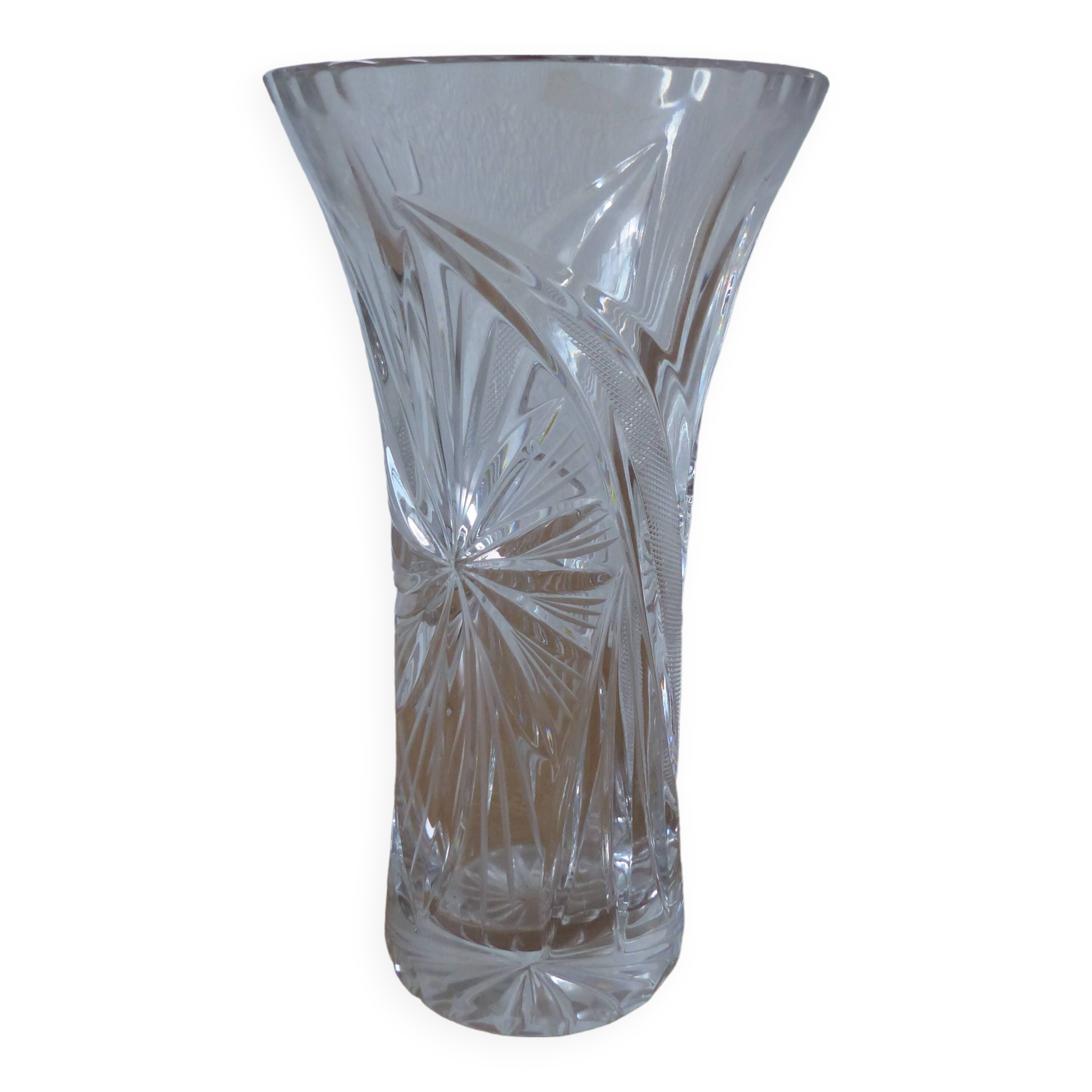 chiseled crystal vase