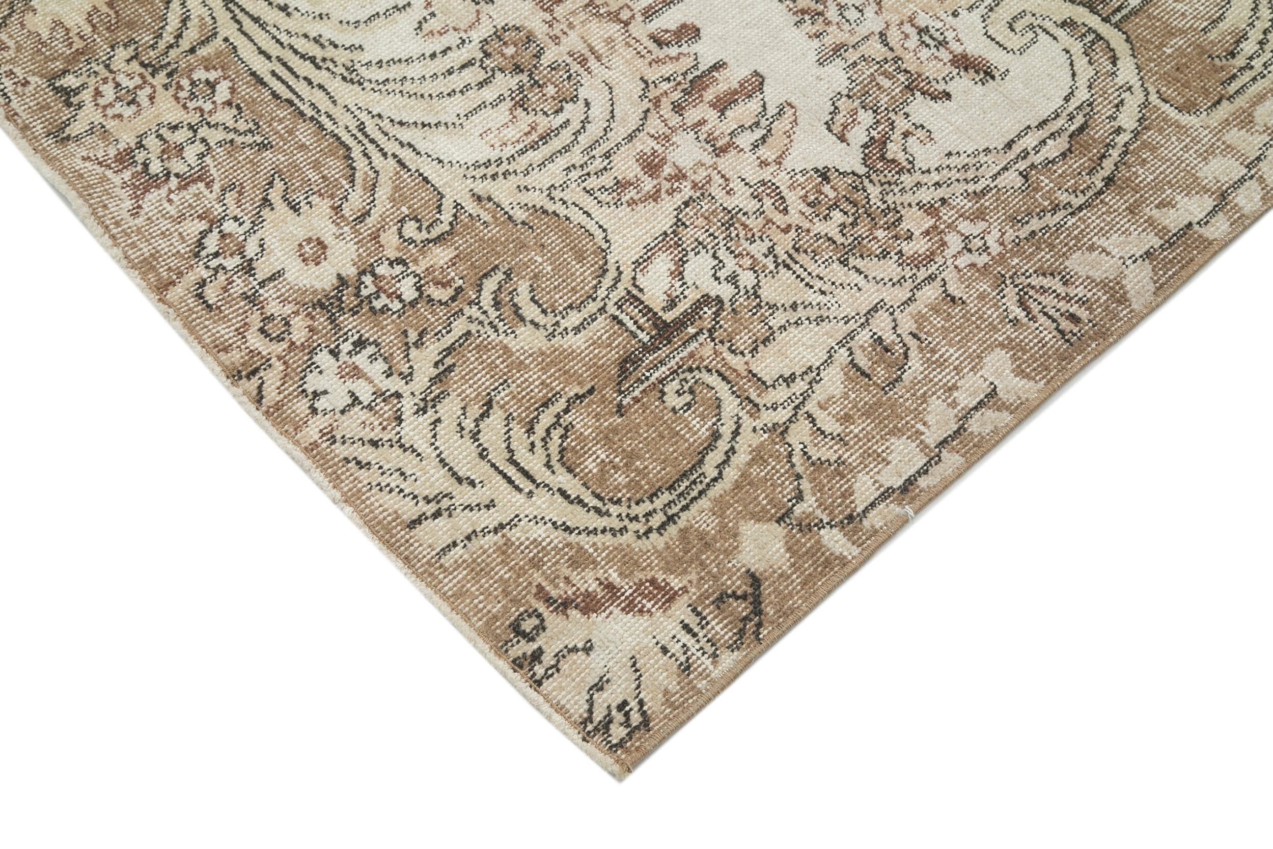 Hand-knotted rustic turkish beige carpet 196 cm x 295 cm