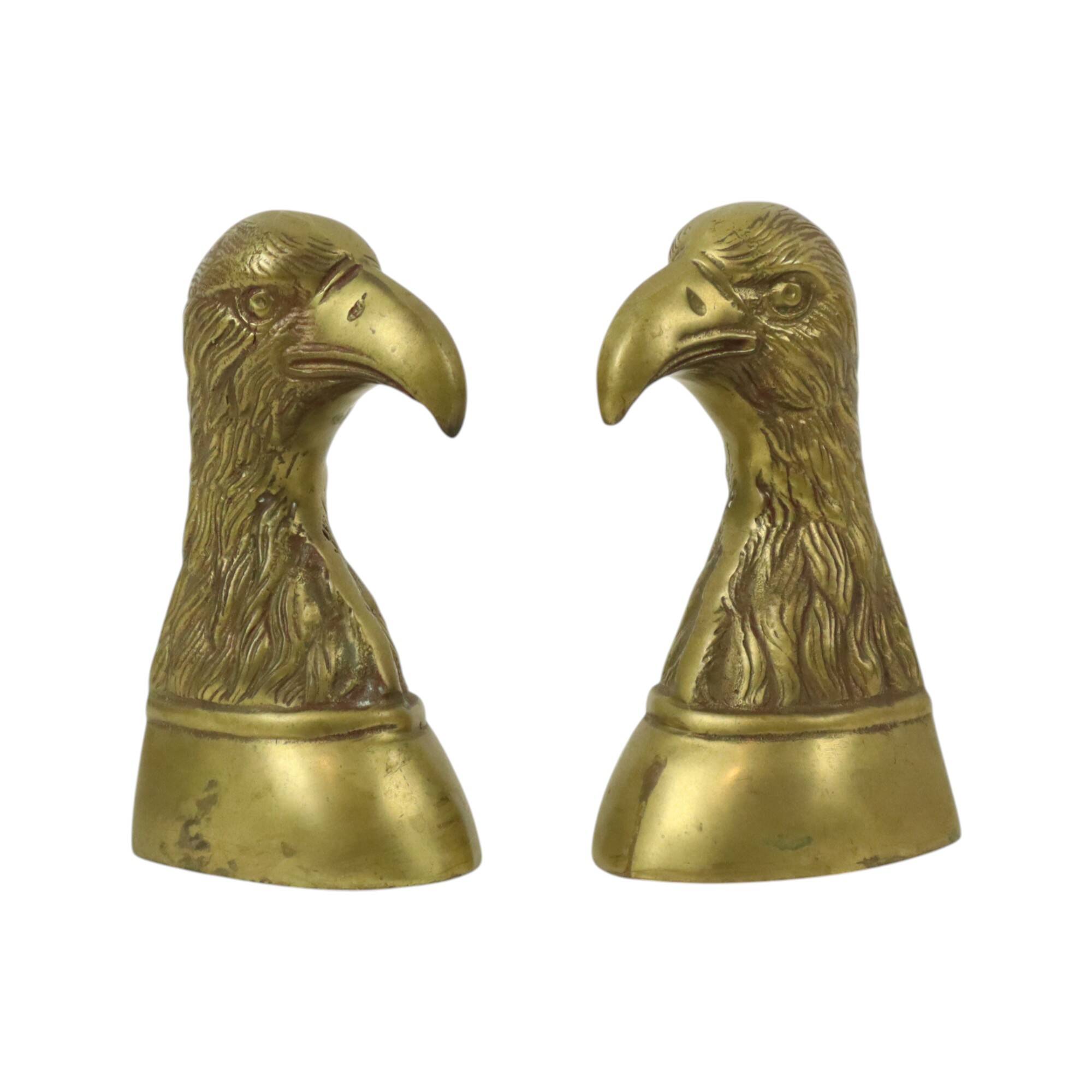 Pair of Vintage Brass Bird of Prey Eagle Bookends