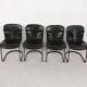Chaises de salle à manger en cuir noir Willy Rizzo - Cidue Italie