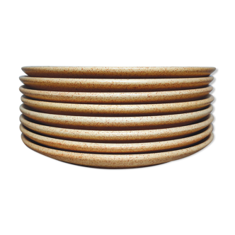 Lot 8 assiettes céramique mouchetée beige, rose