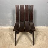 Chaises de salle à manger brutalistes et modernistes des années 70 en bois marron architectural