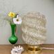 Vintage art deco globe table lamp in pale yellow Clichy glass