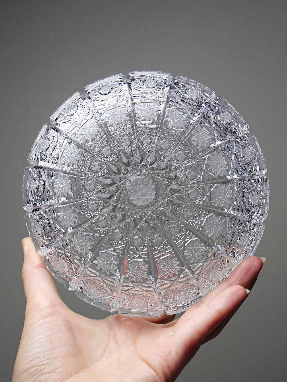 Large cut crystal box from Bohemia "Queen's Lace" vintage