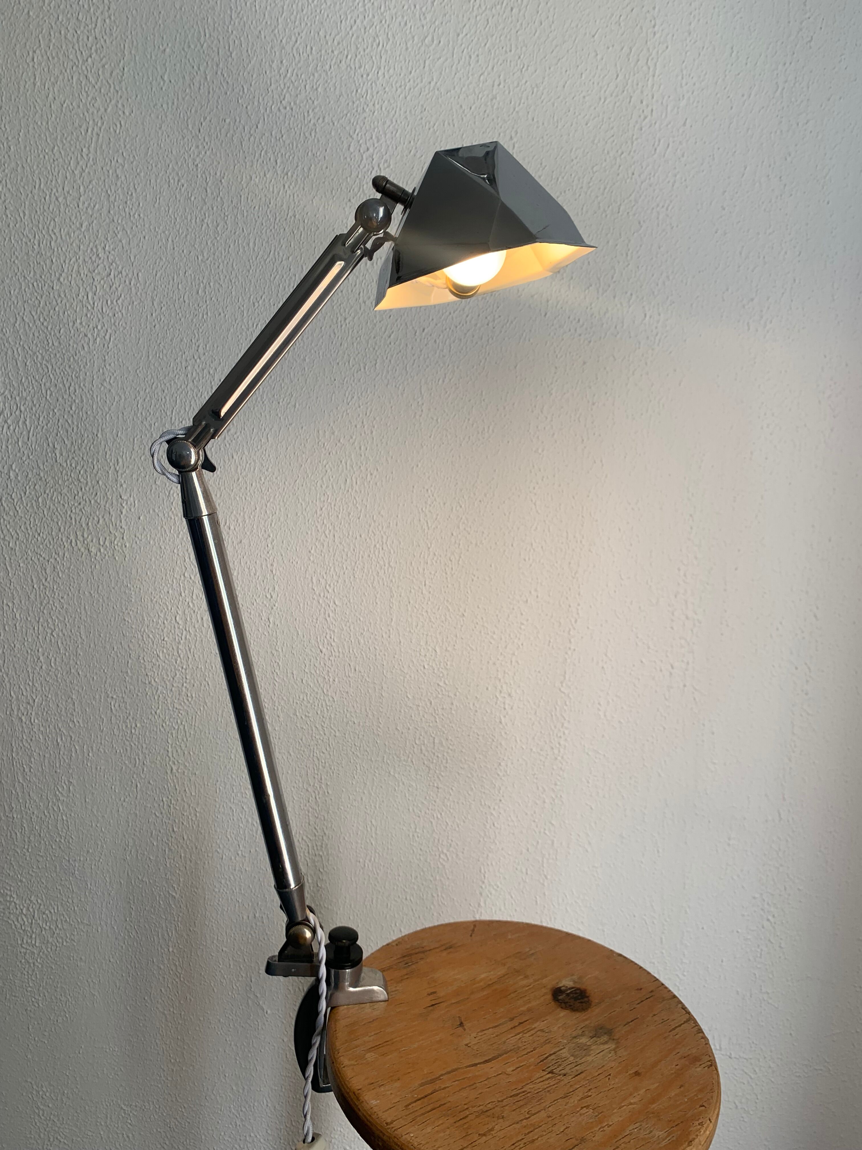 Vintage lamp 1950 industrial workshop factory Super Chrome - 65 cm