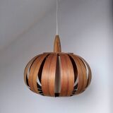 Scandinavian pendant light, wood veneer. 1960s