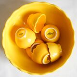 Set de saladier & 6 coquetiers jaune d 'or Afibel