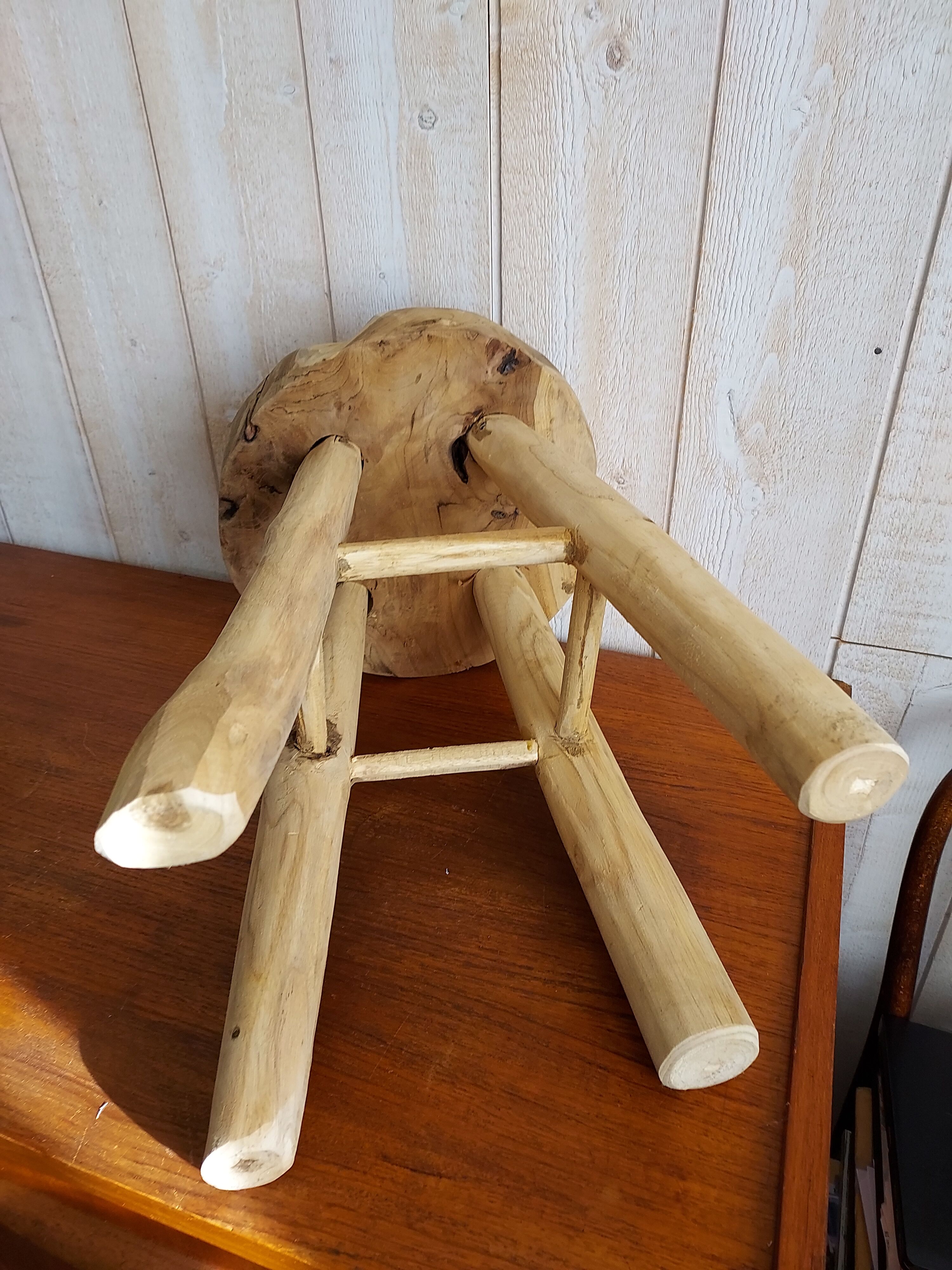 Teak stool raw wood