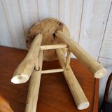 Teak stool raw wood