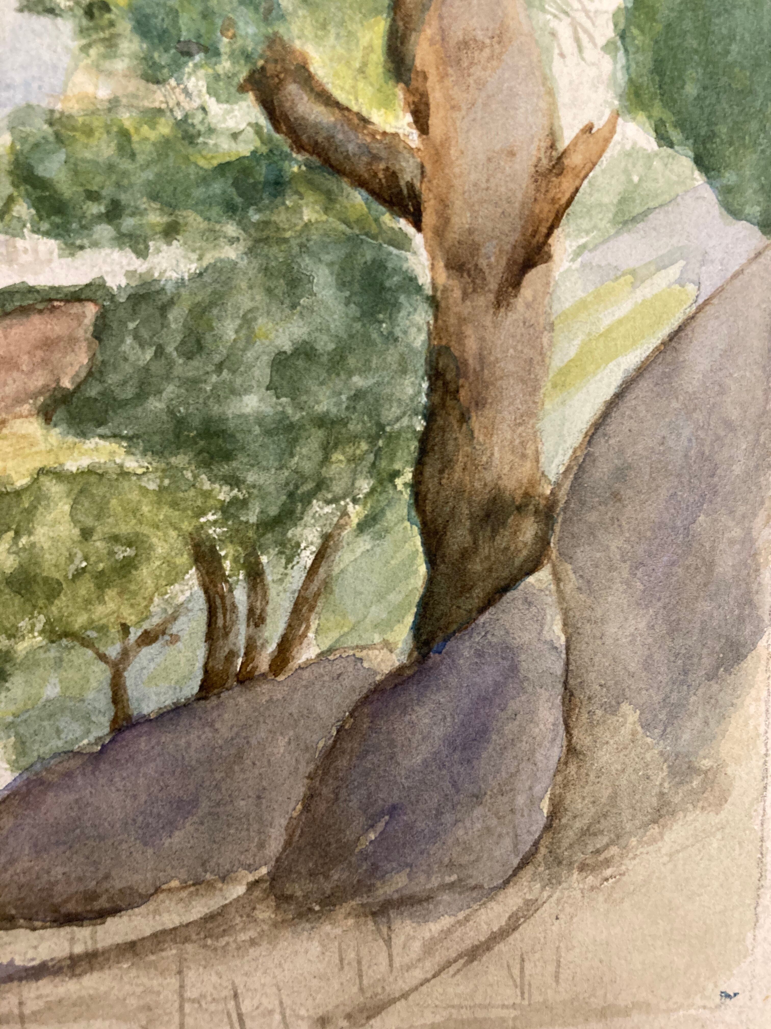 Aquarelle paysage vintage