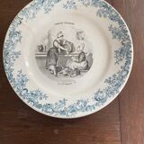 Lots de 3 assiettes parlante en faience « Tableaux rustiques »