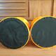 Duo poufs orange velours