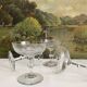 4 antique champagne glasses in engraved glass decor