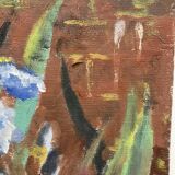 Oil on canvas bouquet with iris