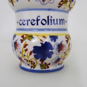 Old apothecary pot, ceramic Cerefolium medicine jar. Year 70 80