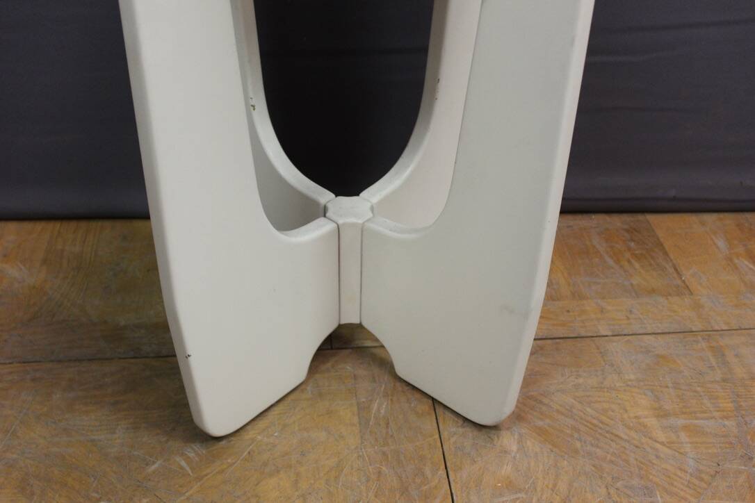 Pedestal Table In White Lacquered Wood And Marble Circa 1970