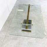 Vintage lucite and brass dining table, 1970s